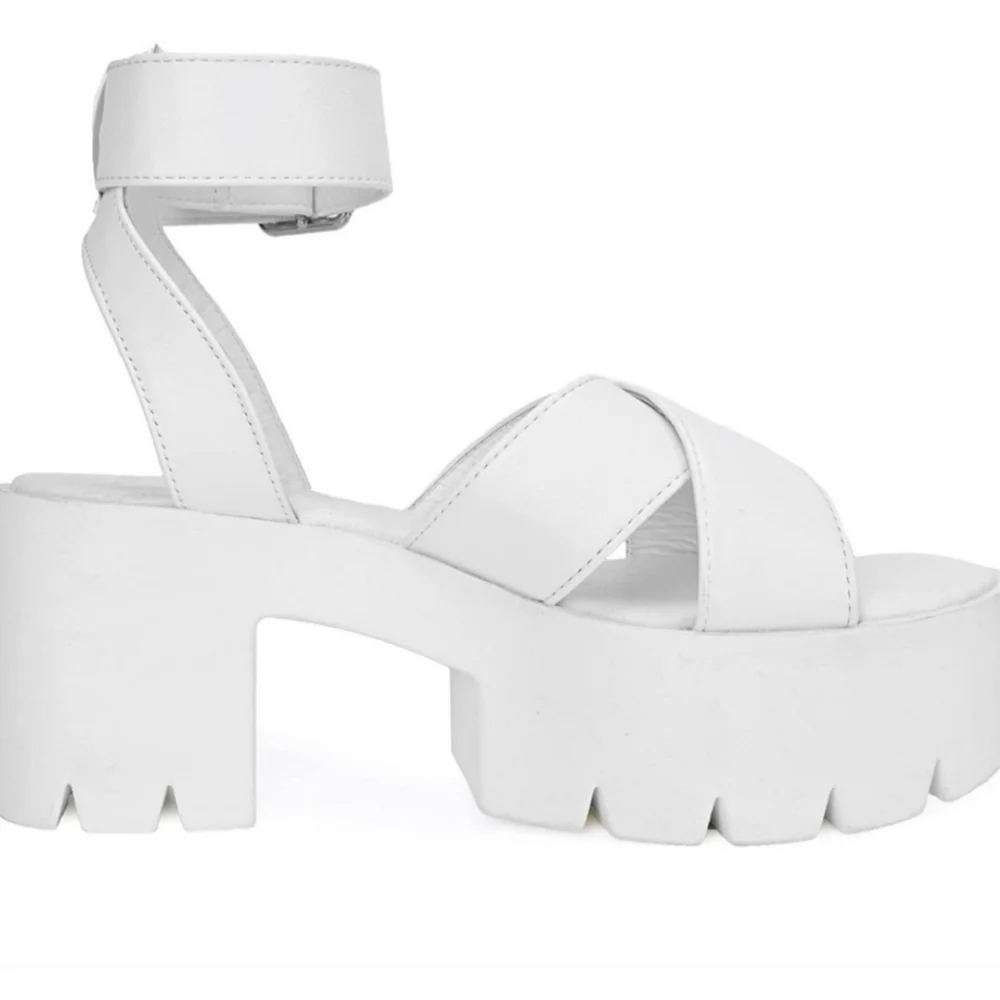 White Platform Ankle-Strap Sandal for Women